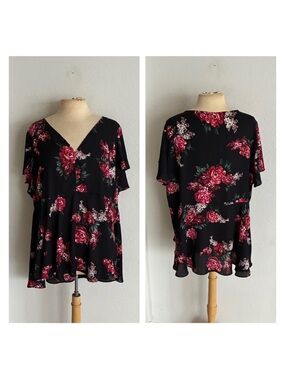Torrid black floral blouse